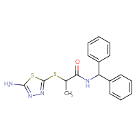 Chemical structure of 2-[(5-amino-1,3,4-thiadiazol-2-yl)sulfanyl]-N-(diphenylmethyl)propanamide - CSSB00046094192