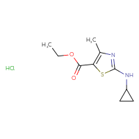 Chemical structure of ethyl 2-(cyclopropylamino)-4-methyl-1,3-thiazole-5-carboxylate hydrochloride - CSSB00000753692