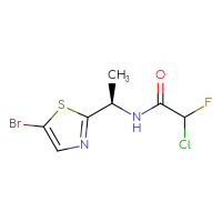 Chemical structure of N-[(1R)-1-(5-bromo-1,3-thiazol-2-yl)ethyl]-2-chloro-2-fluoroacetamide - CSSB21332169585