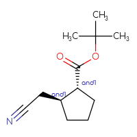 Chemical structure of rac-tert-butyl (1R,2S)-2-(cyanomethyl)cyclopentane-1-carboxylate - CSSB20564131841