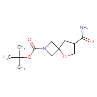 Chemical structure of tert-butyl 7-carbamoyl-5-oxa-2-azaspiro[3.4]octane-2-carboxylate - CSSB00113933172