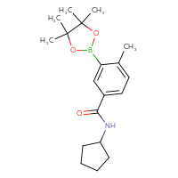 Chemical structure of N-cyclopentyl-4-methyl-3-(4,4,5,5-tetramethyl-1,3,2-dioxaborolan-2-yl)benzamide - CSSB00248248865