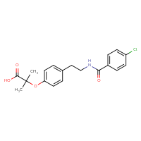 Chemical structure of 2-(4-{2-[(4-chlorophenyl)formamido]ethyl}phenoxy)-2-methylpropanoic acid - CSSB00016997371