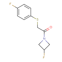 Chemical structure of 1-(3-fluoroazetidin-1-yl)-2-[(4-fluorophenyl)sulfanyl]ethan-1-one - CSSB01994381968