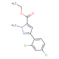 Chemical structure of ethyl 3-(2,4-dichlorophenyl)-1-methyl-1H-pyrazole-5-carboxylate - CSSB00160512264