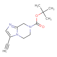 Chemical structure of tert-butyl 3-ethynyl-5H,6H,7H,8H-imidazo[1,2-a]pyrazine-7-carboxylate - CSSB06447965952