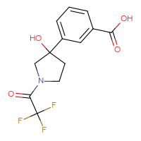 Chemical structure of 3-[3-hydroxy-1-(2,2,2-trifluoroacetyl)pyrrolidin-3-yl]benzoic acid - CSSB20504683837