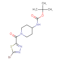 Chemical structure of tert-butyl N-[1-(5-bromo-1,3,4-thiadiazole-2-carbonyl)piperidin-4-yl]carbamate - CSSB00160469022