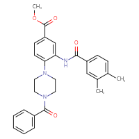 Chemical structure of methyl 4-(4-benzoylpiperazin-1-yl)-3-(3,4-dimethylbenzamido)benzoate - CSSB00121602685