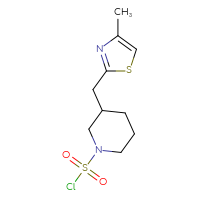Chemical structure of 3-[(4-methyl-1,3-thiazol-2-yl)methyl]piperidine-1-sulfonyl chloride - CSSB21224764108