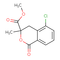 Chemical structure of methyl 5-chloro-3-methyl-1-oxo-3,4-dihydro-1H-2-benzopyran-3-carboxylate - CSSB00002184493