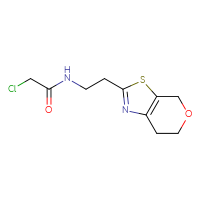 Chemical structure of 2-chloro-N-(2-{4H,6H,7H-pyrano[4,3-d][1,3]thiazol-2-yl}ethyl)acetamide - CSSB02146197142