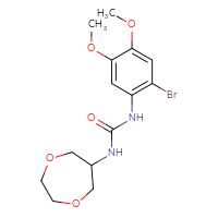 Chemical structure of 3-(2-bromo-4,5-dimethoxyphenyl)-1-(1,4-dioxepan-6-yl)urea - CSSB02123662259
