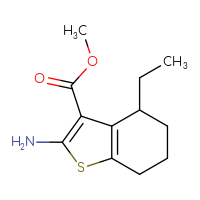 Chemical structure of methyl 2-amino-4-ethyl-4,5,6,7-tetrahydro-1-benzothiophene-3-carboxylate - CSSB00000708500