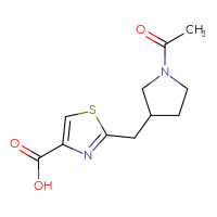 Chemical structure of 2-[(1-acetylpyrrolidin-3-yl)methyl]-1,3-thiazole-4-carboxylic acid - CSSB01102280222