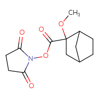 Chemical structure of 2,5-dioxopyrrolidin-1-yl 2-methoxybicyclo[2.2.1]heptane-2-carboxylate - CSSB20269602218