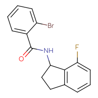 Chemical structure of 2-bromo-N-(7-fluoro-2,3-dihydro-1H-inden-1-yl)benzamide - CSSB06632713461