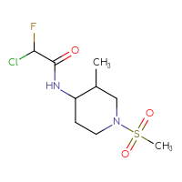 Chemical structure of 2-chloro-2-fluoro-N-(1-methanesulfonyl-3-methylpiperidin-4-yl)acetamide - CSSB21332170196
