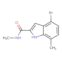 Chemical structure of 4-bromo-N,7-dimethyl-1H-indole-2-carboxamide - CSSB01992546771
