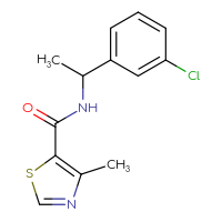 Chemical structure of N-[1-(3-chlorophenyl)ethyl]-4-methyl-1,3-thiazole-5-carboxamide - CSSB00136608007