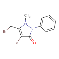 Chemical structure of 4-bromo-5-(bromomethyl)-1-methyl-2-phenyl-2,3-dihydro-1H-pyrazol-3-one - CSSB00009814248