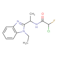 Chemical structure of 2-chloro-N-[1-(1-ethyl-1H-1,3-benzodiazol-2-yl)ethyl]-2-fluoroacetamide - CSSB21332117534
