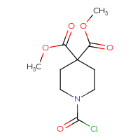 Chemical structure of 4,4-dimethyl 1-(carbonochloridoyl)piperidine-4,4-dicarboxylate - CSSB21224773099