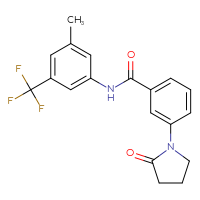 Chemical structure of N-[3-methyl-5-(trifluoromethyl)phenyl]-3-(2-oxopyrrolidin-1-yl)benzamide - CSSB00449737143