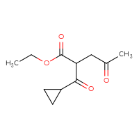 Chemical structure of ethyl 2-cyclopropanecarbonyl-4-oxopentanoate - CSSB00025775565