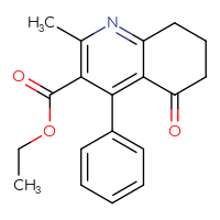 Chemical structure of ethyl 2-methyl-5-oxo-4-phenyl-5,6,7,8-tetrahydroquinoline-3-carboxylate - CSSB00025733062