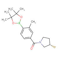 Chemical structure of (3S)-3-fluoro-1-[3-methyl-4-(4,4,5,5-tetramethyl-1,3,2-dioxaborolan-2-yl)benzoyl]pyrrolidine - CSSB02526777253