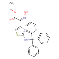 Chemical structure of ethyl 2-(N-hydroxyimino)-2-{2-[(triphenylmethyl)amino]-1,3-thiazol-4-yl}acetate - CSSB00137408339
