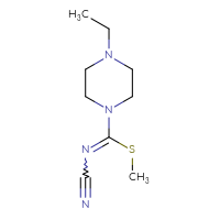 Chemical structure of cyano[(4-ethylpiperazin-1-yl)(methylsulfanyl)methylidene]amine - CSSB00012762074