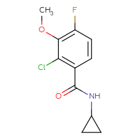 Chemical structure of 2-chloro-N-cyclopropyl-4-fluoro-3-methoxybenzamide - CSSB03444221920