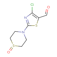 Chemical structure of 4-chloro-2-(1-oxo-1λ⁴-thiomorpholin-4-yl)-1,3-thiazole-5-carbaldehyde - CSSB00012812308