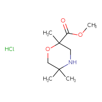 Chemical structure of methyl 2,5,5-trimethylmorpholine-2-carboxylate hydrochloride - CSSB17655729189