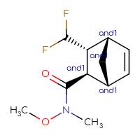 Chemical structure of rac-(1R,2R,3R,4S)-3-(difluoromethyl)-N-methoxy-N-methylbicyclo[2.2.1]hept-5-ene-2-carboxamide - CSSB21291563771