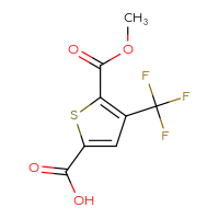 Chemical structure of 5-(methoxycarbonyl)-4-(trifluoromethyl)thiophene-2-carboxylic acid - CSSB00010739862