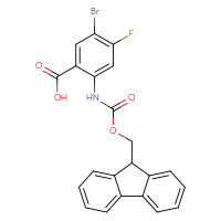 Chemical structure of 5-bromo-2-({[(9H-fluoren-9-yl)methoxy]carbonyl}amino)-4-fluorobenzoic acid - CSSB00103149428