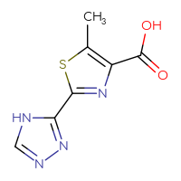 Chemical structure of 5-methyl-2-(4H-1,2,4-triazol-3-yl)-1,3-thiazole-4-carboxylic acid - CSSB00013009875