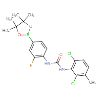 Chemical structure of 3-(2,6-dichloro-3-methylphenyl)-1-[2-fluoro-4-(4,4,5,5-tetramethyl-1,3,2-dioxaborolan-2-yl)phenyl]urea - CSSB21332093783