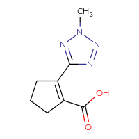 Chemical structure of 2-(2-methyl-2H-1,2,3,4-tetrazol-5-yl)cyclopent-1-ene-1-carboxylic acid - CSSB00015514477