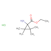Chemical structure of ethyl 1-amino-2,2,3,3-tetramethylcyclopropane-1-carboxylate hydrochloride - CSSB20963517293