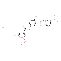 Chemical structure of N-{4-chloro-3-[5-(dimethylamino)-1H-1,3-benzodiazol-2-yl]phenyl}-3,5-dimethoxybenzamide hydrochloride - CSSB02515422361