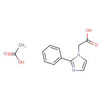 Chemical structure of 2-(2-phenyl-1H-imidazol-1-yl)acetic acid; acetic acid - CSSB00015186529