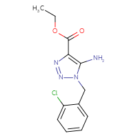 Chemical structure of ethyl 5-amino-1-[(2-chlorophenyl)methyl]-1H-1,2,3-triazole-4-carboxylate - CSSB00032352965