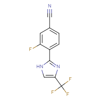 Chemical structure of 3-fluoro-4-[4-(trifluoromethyl)-1H-imidazol-2-yl]benzonitrile - CSSB20504706260