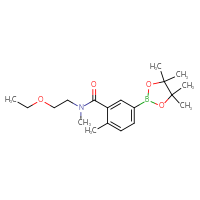 Chemical structure of N-(2-ethoxyethyl)-N,2-dimethyl-5-(4,4,5,5-tetramethyl-1,3,2-dioxaborolan-2-yl)benzamide - CSSB02533254610