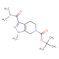 Chemical structure of tert-butyl 3-(dimethylcarbamoyl)-1-methyl-1H,4H,5H,6H,7H-pyrazolo[3,4-c]pyridine-6-carboxylate - CSSB01385229808