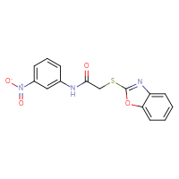 Chemical structure of 2-(1,3-benzoxazol-2-ylsulfanyl)-N-(3-nitrophenyl)acetamide - CSSB00020600013